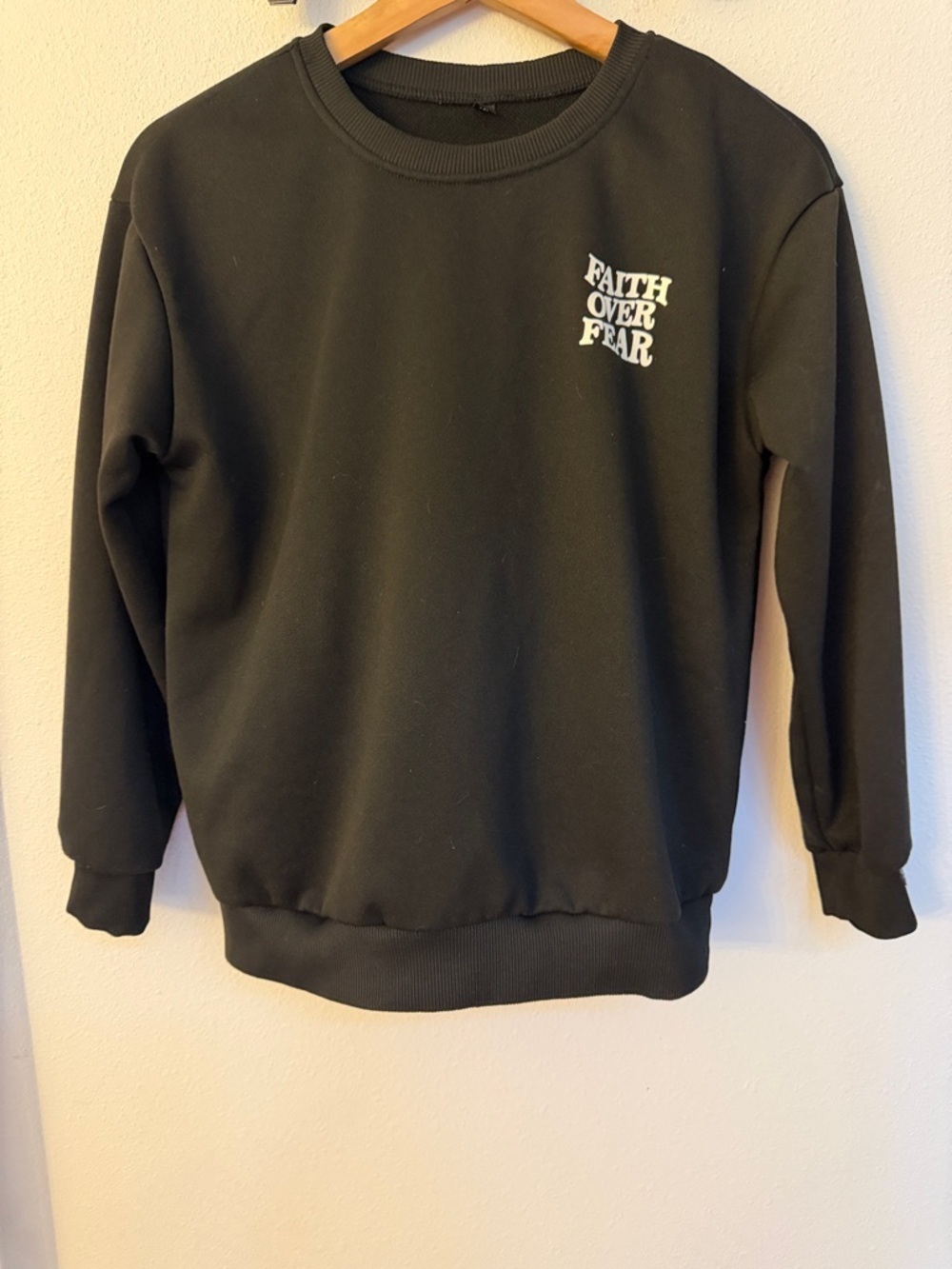 Kids Black 'Faith Over Fear' Crewneck Sweatshirt